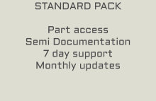 STANDARD PACK  Part access Semi Documentation 7 day support Monthly updates
